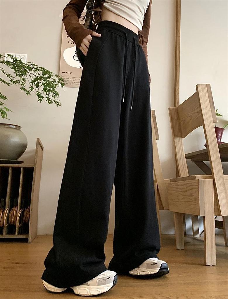 Women's American-Style Gray Sports Pants – New for Spring & Autumn 2025: Loose, Slim, Casual, Straight Wide-Leg Sweatpants.