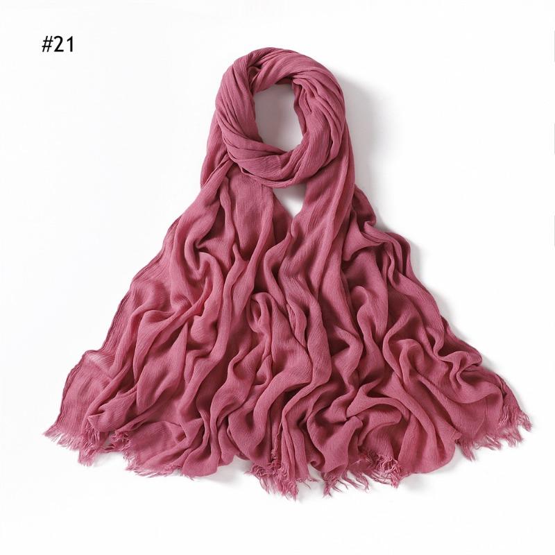 % Rayon Pleated Solid Color Human Cotton Two-end Beard Bag Headscarf Female, New Breathable Soft Scarf