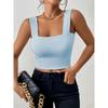 Tanktop met vierkante hals, brede schouderbanden, crop tops, dames, zomer, camis, effen kleur, hemdje, mode, buis, vrouwelijk, mouwloos, cropped vest, Y2K-kleding