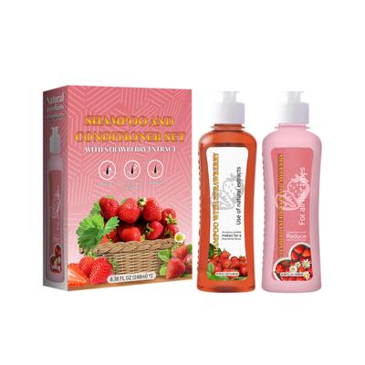 Erdbeer-Shampoo-Set Sanft und Natürlich Fördert das Haarwachstum Pflegt die Kopfhaut Feuchtigkeitsspendendes Ölkontroll-Shampoo Feuchtigkeitsspendender Conditioner 2*248ML