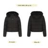 Cappotto Caldo in Cotone Autunno Inverno per Donna Stile Corto con Velluto Interno Manica Lunga con Cappuccio Staccabile