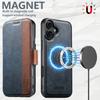 SUTENI Q-07 For iPhone 17 Case Magnetic Color Splicing Cowhide Texture Leather Cover