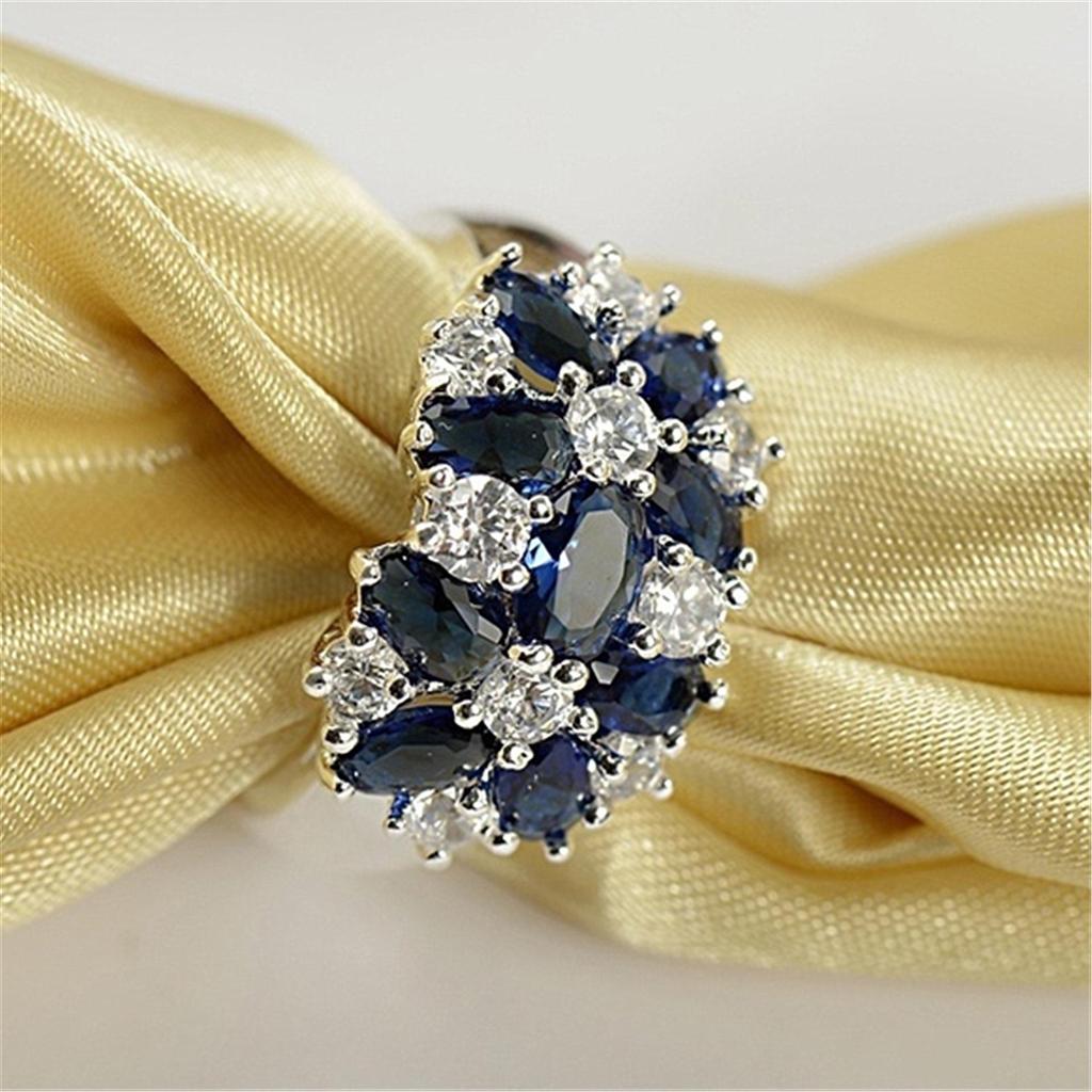 Anillo de Flor Floreciente de Circonita de Colores – Banda Creativa Europea y Americana Pavimentada con Diamantes