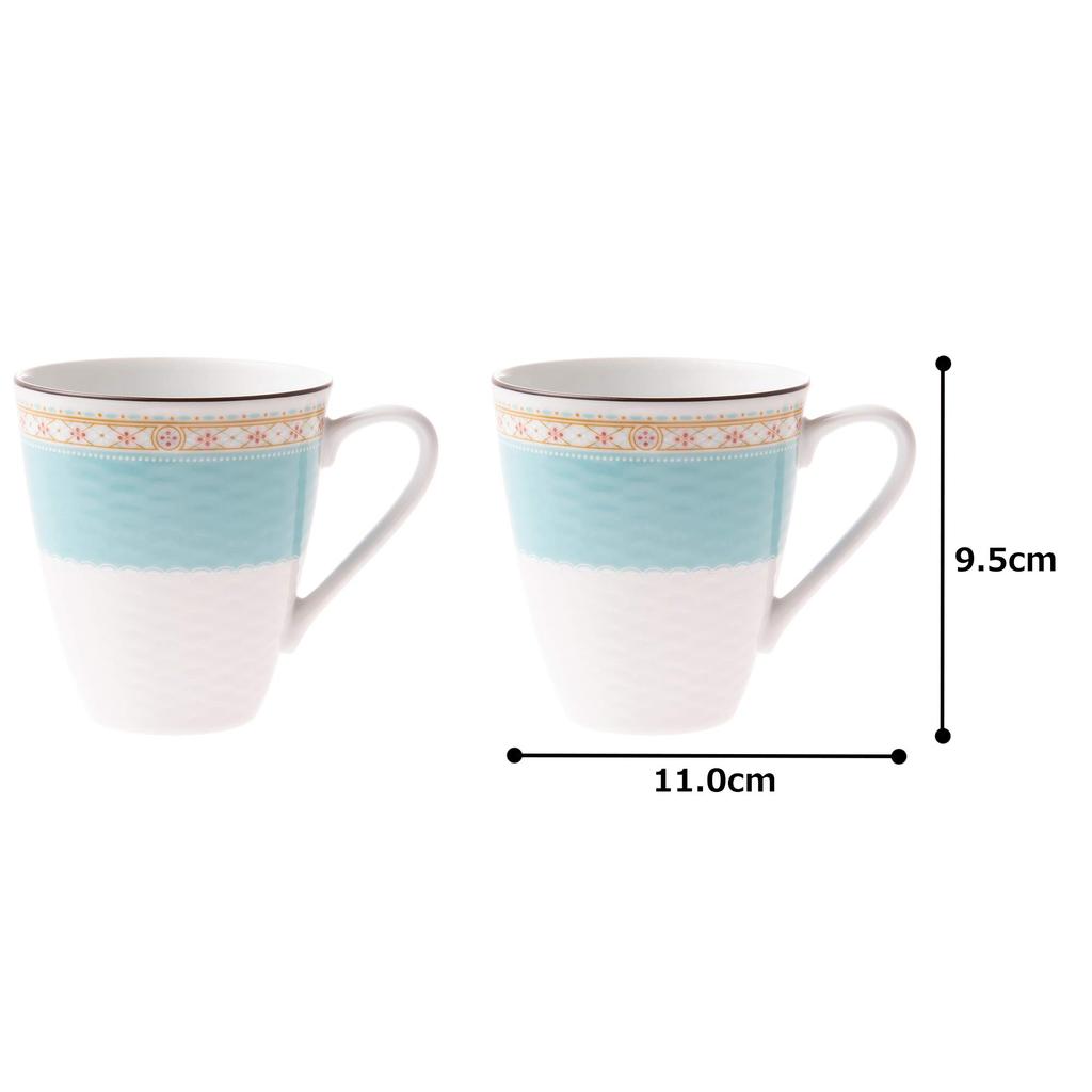 Noritake Becher 295cc Humming Mikrowellengeeignet (Paar) Blau, Sicher, Porzellan, P5355L/1645