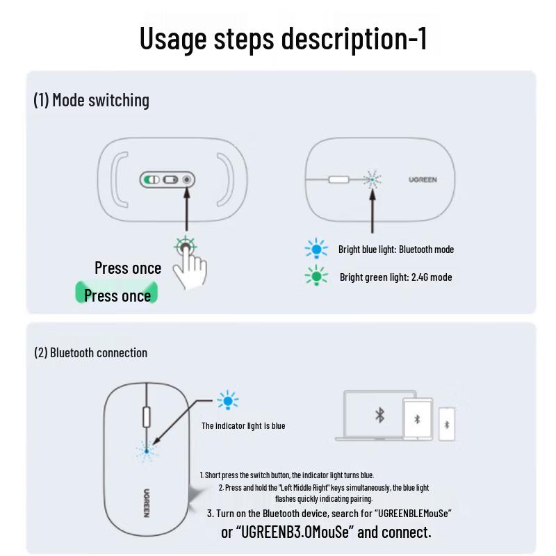 Ugreen MU001 Wireless Bluetooth Silent Mouse
