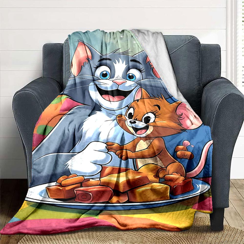 1pc cat mouse Flannel Blanket Soft Warm Throw for Home, Office, Travel, All-Season Cozy Bedding GiftL1137
