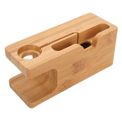 Estación de carga de bambú para teléfono móvil, reloj, soporte de carga portátil