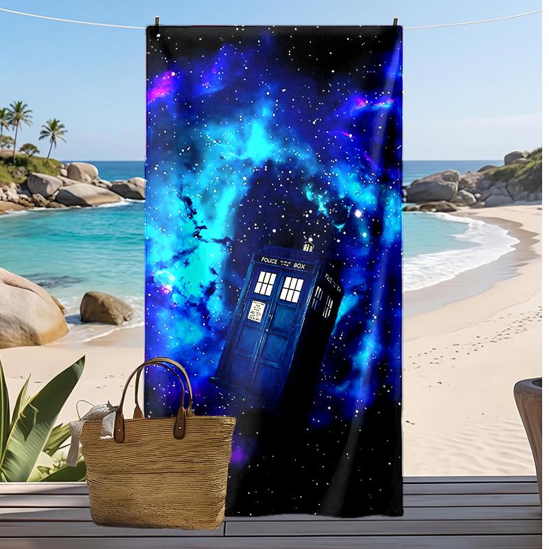 Doctor Who's TARDIS Printed Quick Dry Beach Towel Super Absorbent Soft Lightweight Bath Towel for Pool Summer Travel