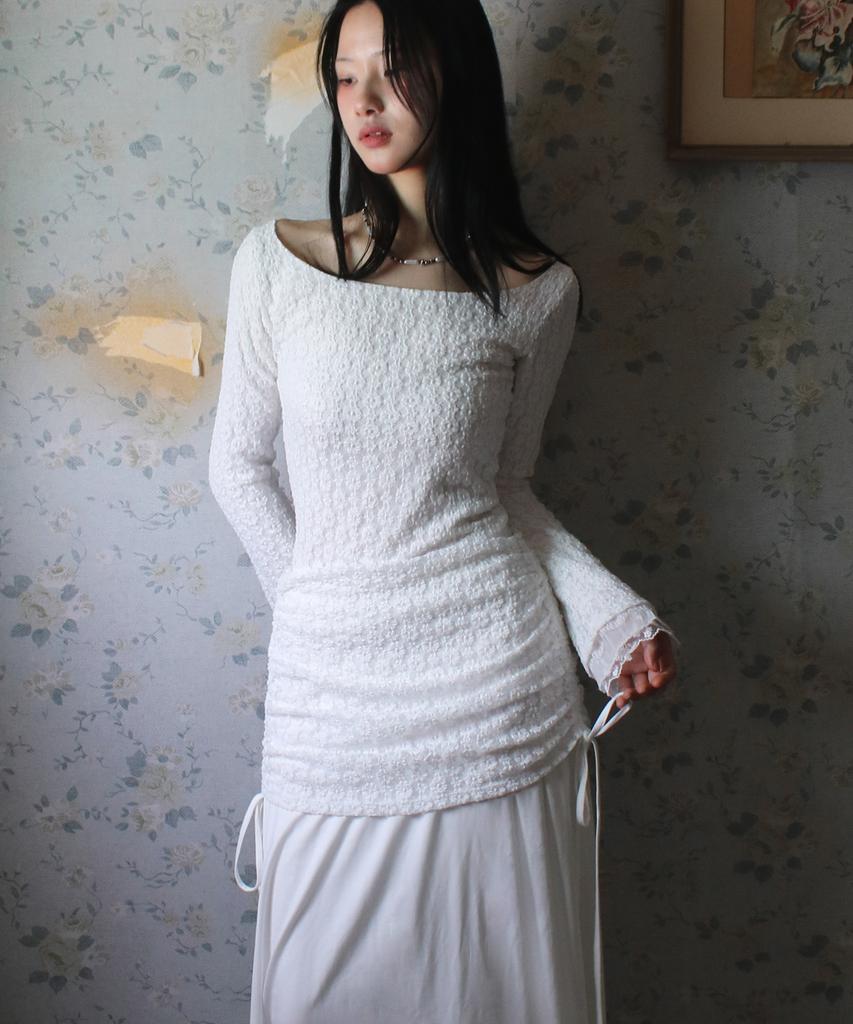 Rubati Alina Antique Lace Shirred Maxi Skirt_Ivory