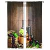 Wine Glass Wine Barrel Grapes Sheer Window Curtains For Living Room Kitchen Children Bedroom Voile Hanging Curtain
