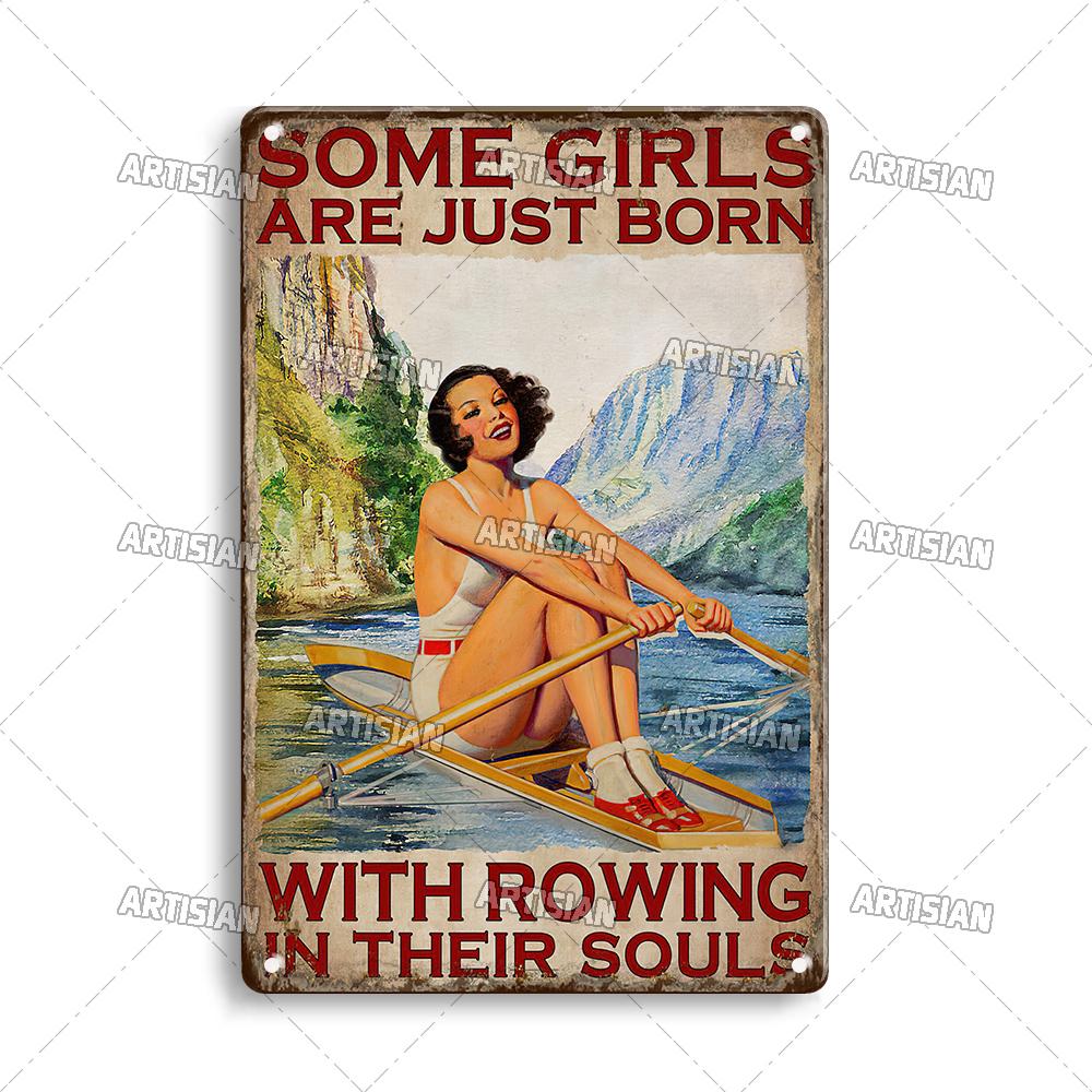 Artisian Rowing Metal Sign Surfing Tin Poster Kayaking Sport Decorative Plate Wall Decor Garage Bar Pub Club Hotel Cafe Kitchen