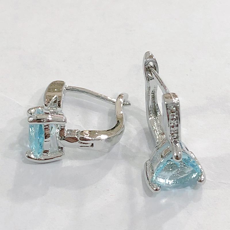 Trendy European & American Fashion: Inlaid Light Blue Zircon Triangle Women's Earrings
