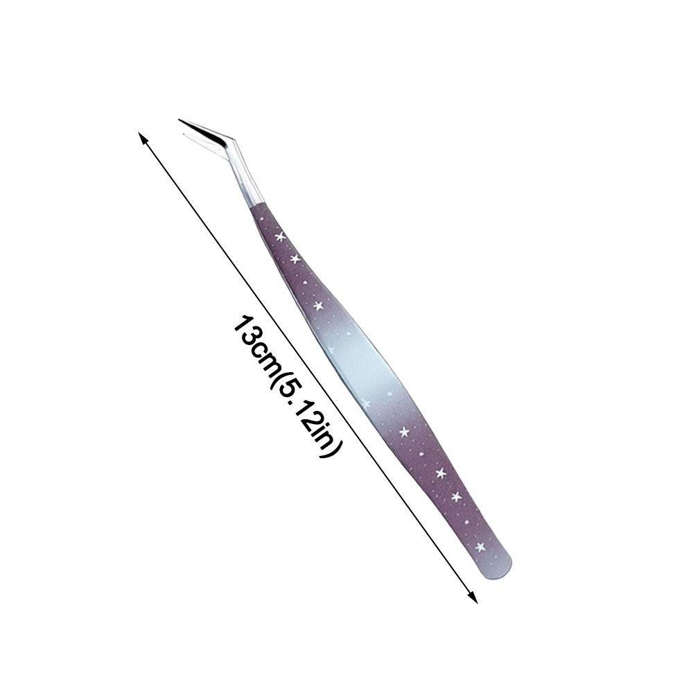 Stainless Steel Curved Stickers Tweezers Anti-static Cartoon False Eyelash Tweezers High Precision Eyelash Curler