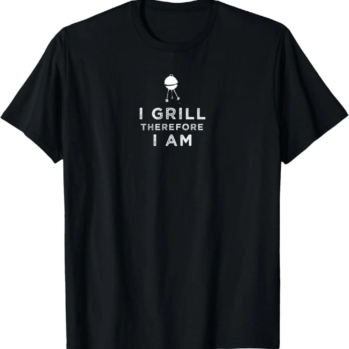I GRILL THEREFORE I AM funny gift for dad beau boyfriend son T-Shirt XXXXXL разноцветный