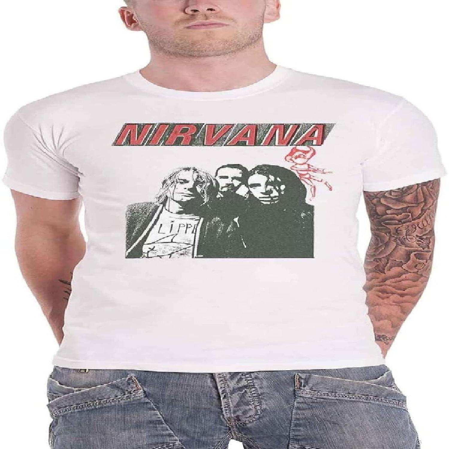 Nirvana T Shirt Flipper Photo Band Logo Official Unisex White S