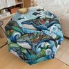 1PC Whale Ocean Automatic Open/Close Umbrella with Windproof, 8-Rib Sturdy Canopy, Durable Ribs, Fashionable Design, Outdoor Accessory, Fun Prin, Holi