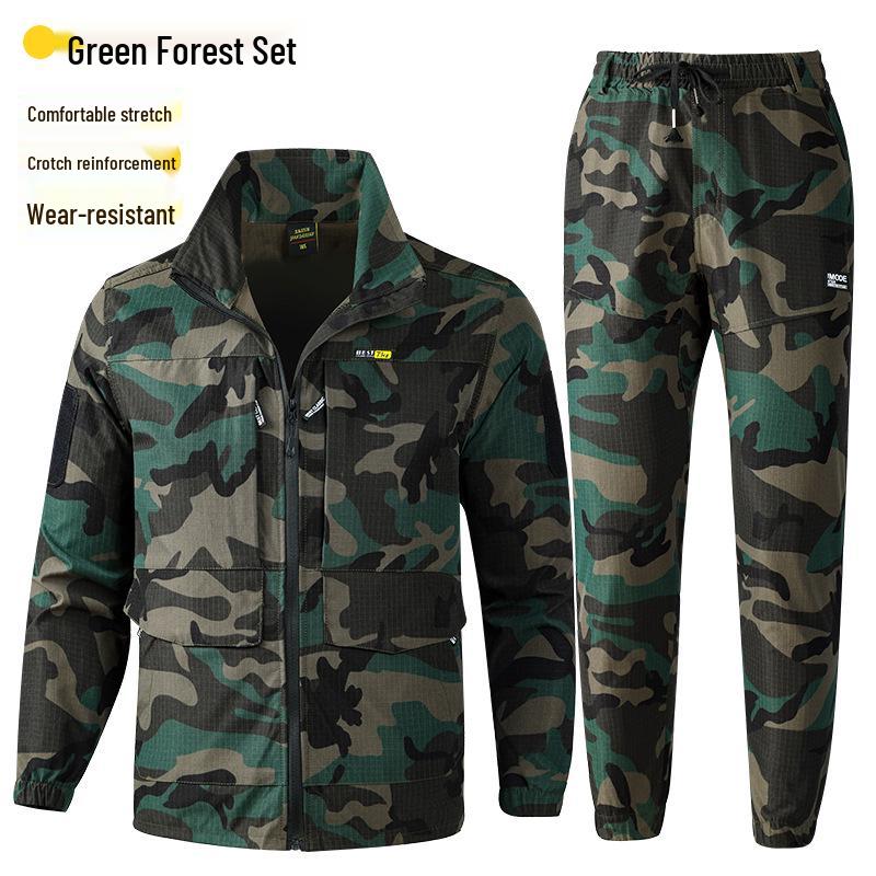 Men s Spring/Autumn Camouflage Workwear Set: Tear Resistant, Breathable, Thickened Outdoor Labor Protection Clothing 165 (90-110 lbs)