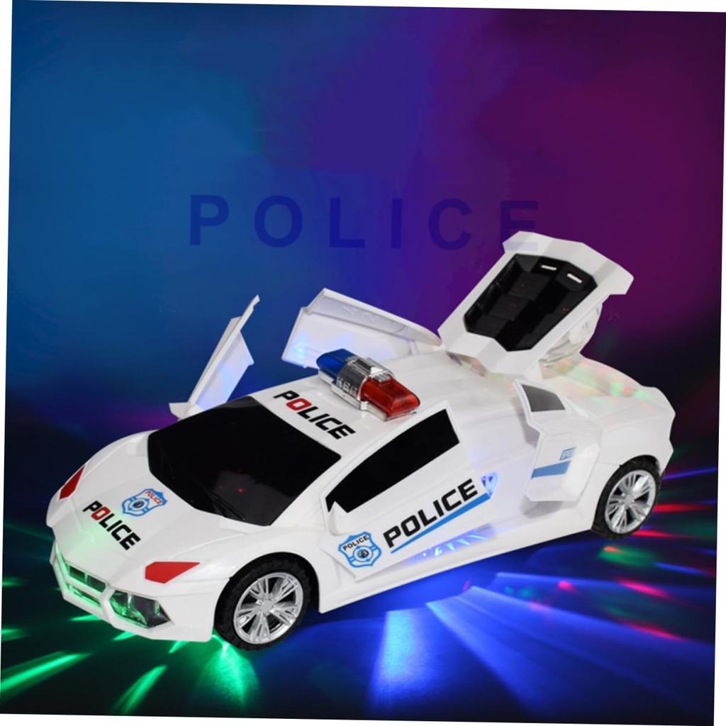 EXCEART Halloween Police Car Toy with Lights and Musical Racing Toy for Electric Halloween 1-Piece Sounds, Kids, White,