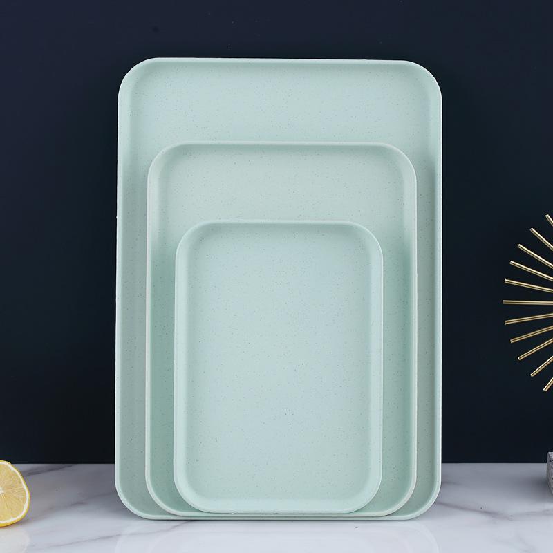 Wheat Straw Multifunctional Tray: Rectangular Tea Set, Fruit, or Puzzle Storage Solution