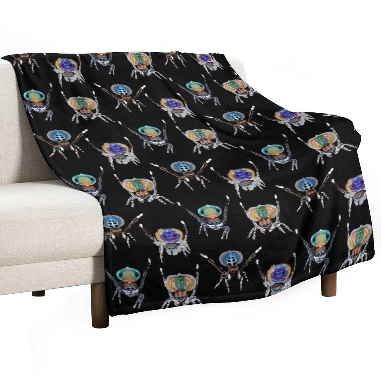 

Colourful cute peacock jumping spiders Throw Blanket Blankets For Bed Sofa Throw Soft Big blankets ands Blankets 30x40in
