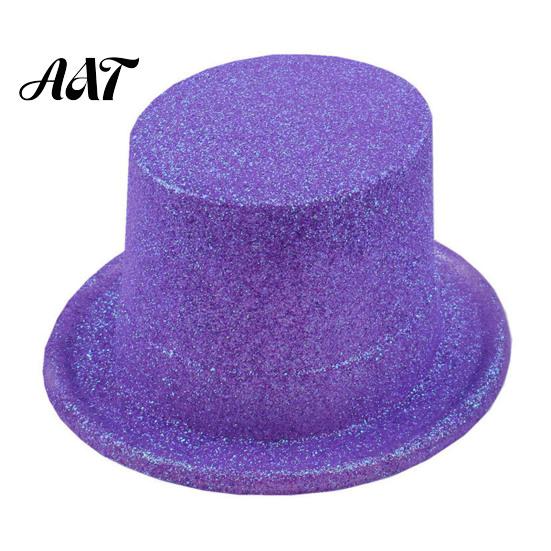 Decorative Props for Holiday Displays Shiny Top Hats, Glitter Hat Adult Kids, Colorful Magician Hat, Victorian Dress Up Christmas Stylish Wide