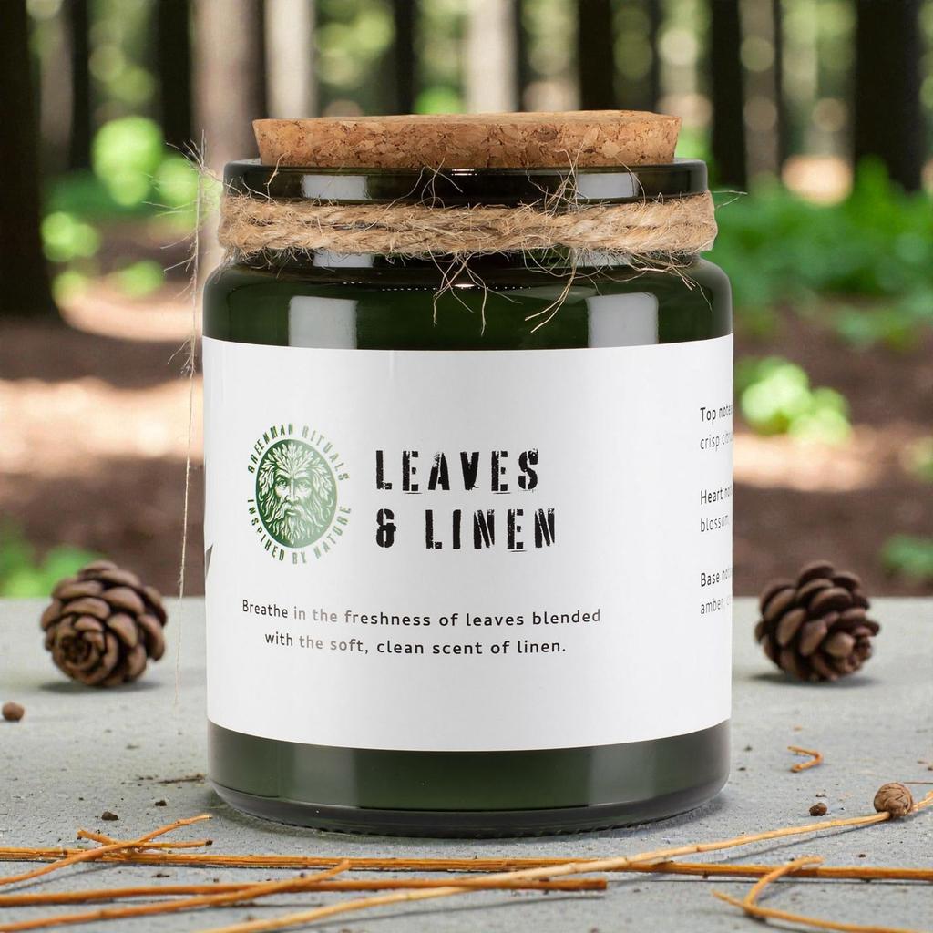 Greenman Woodwick Soy Candle – Leaves and Linen