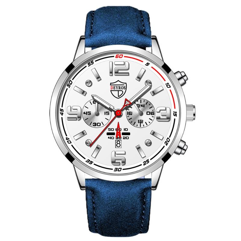 DEROS Men's Watch Fashion High-end Leather Quartz Watch Men's Calendar Watch Student Men's Watch