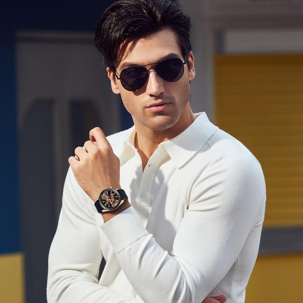 BY BENYAR Watch Watch Chronograph Analog Watch 30M Water Resistant Business Simple Stylish Popular Formal Leather Belt Quartz Watch Gift for Men Brown