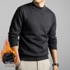 Men's Wool Blend Fleece-Lined Flat Knit Sweater with Half-High Collar - Autumn/Winter Fashion Base Layer