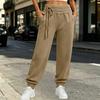 Women's Casual Color Pants with Elastic Waist Drawstring and Pockets for Everyday Wear