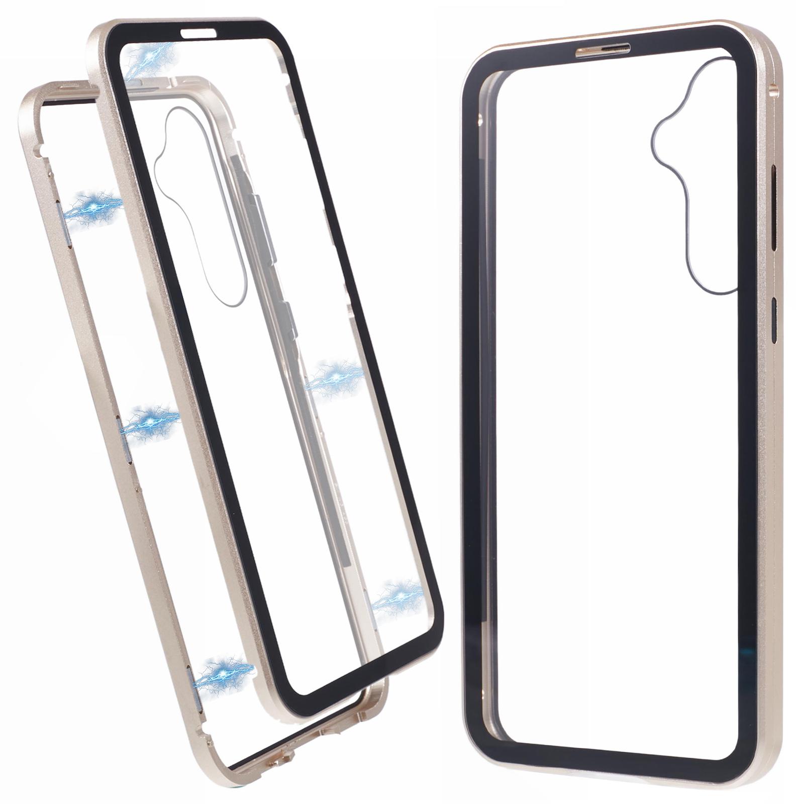 

Для Samsung Galaxy A35 5G Чехол Магнитная Полная Защита Прозрачная Накладка на Телефон Gold