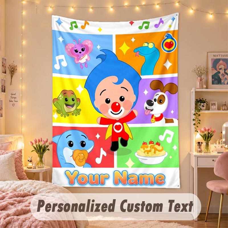 Custom Personalized Tapestry,El Payaso Plim Plim Print Custom Name Text Wall Art Hanging for Bedroom