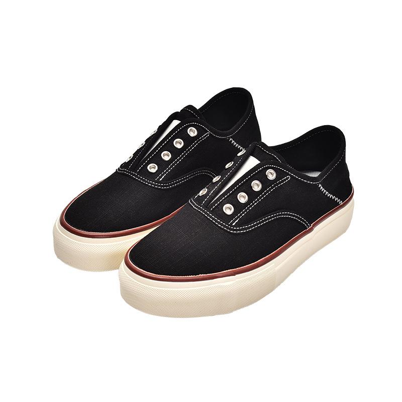 High-quality Breathable Linen Canvas Shoes Women's 2025 Summer New Thick-soled Gas-eyed Lazy Shoes One-pedal Casual Board Shoes