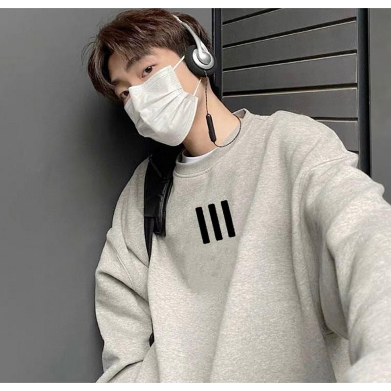 Essentials X FO Lines Striped Fleece Sweatshirt Mens Loose Fit High Street Casual Winter Pullover