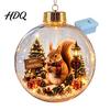 Cute Forest Animal Ornaments Christmas Story Ornament 3.15" Ball Hanging Decoration with Mini Holiday Scene Clear Plastic Sphere Decor Inside,