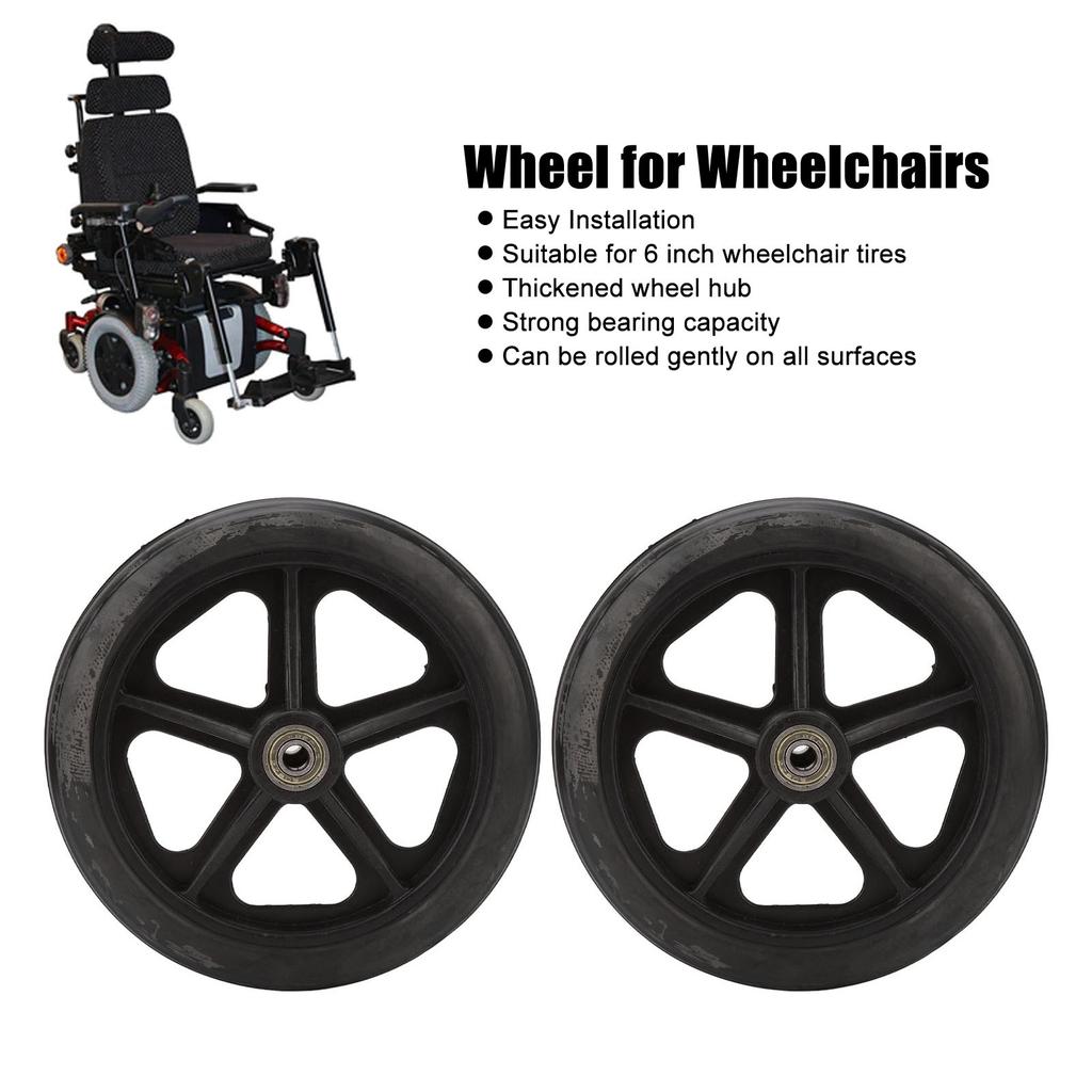 2pcs Replacement Wheel Professional Black Safe PU Front Wheel Accessory for Electric Wheelchair