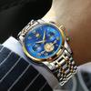 OLEVS Men's Stylish Chronograph Watch, Popular Brand for Business, Large, Easy-to-Read Analog, Waterproof Quartz Wristwatch, Black (Blue)