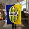Hellas Verona FC Druck Flanelldecke, Hohe Qualität, Bequem für Alle Jahreszeiten, Heimdekoration, Wärme und Komfort