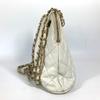 CHANEL vintage Matelasse Quilted Logo Double Chain Shoulder Bag Leather White