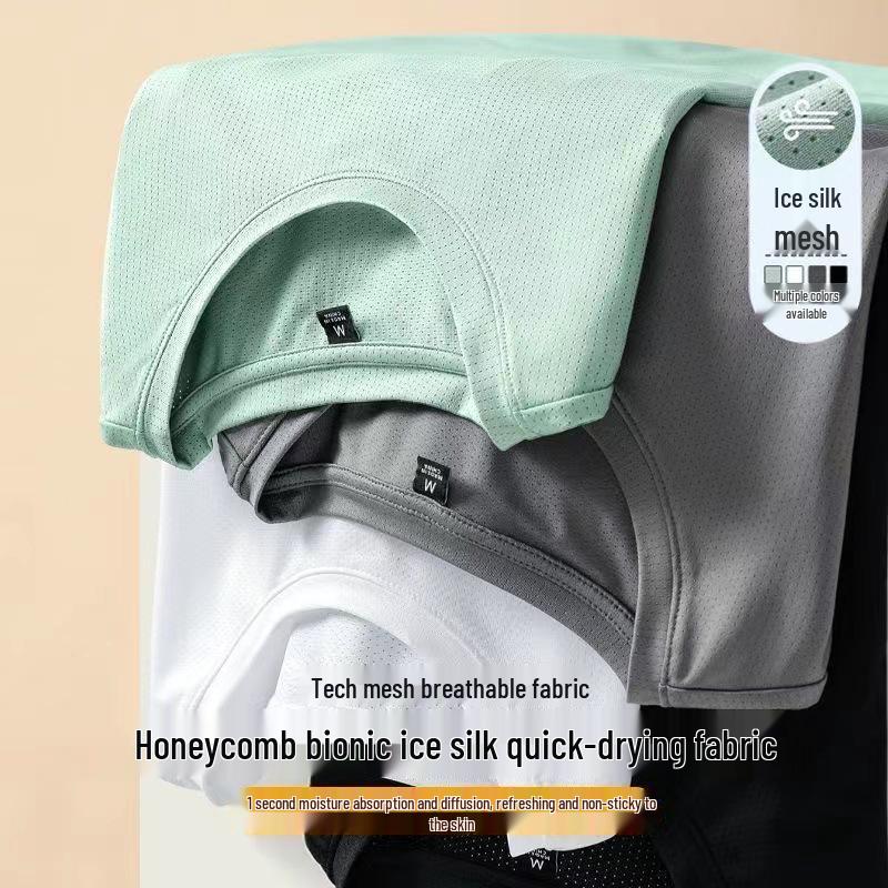 Camiseta de manga corta holgada de seda de hielo de secado rápido para hombre 2024