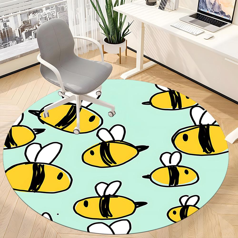 1pc Bee Print Chair Carpet for Office, Soft Flannel Throw Mat, Perfect for Office, Holiday Party Decoration Choice Yy260209050