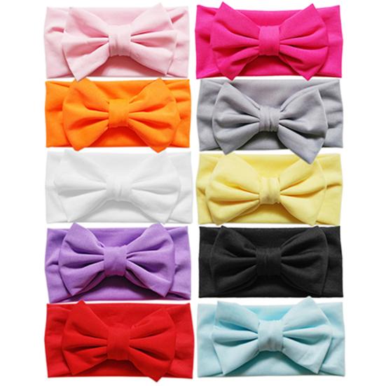 Cute Baby Toddler Solid Candy Color Bowknot Bow Stretch Headband Hair Band Accessory
