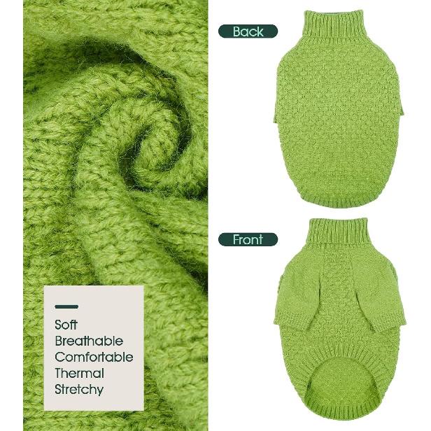 Kuoser XS Dog Sweater, Warm Winter Fall Puppy Sweaters for Extra Small Dogs Boy Girl, Solid Pullover Turtleneck Knit Sweater Thick Long Sleeve