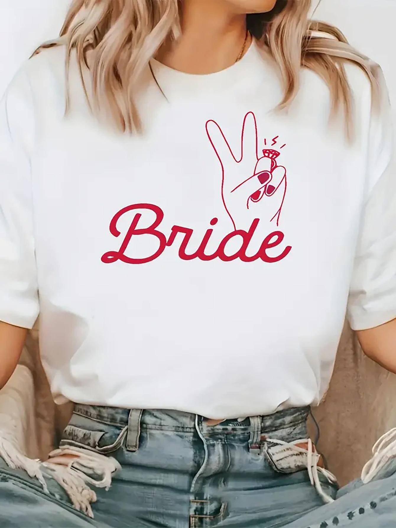 

WomenS Casual Crew Neck TShirt with Bride Graphic Harajuku Sleeve Casual Tshirt Clothing Street Tops Tees Aesthetic Clothes S