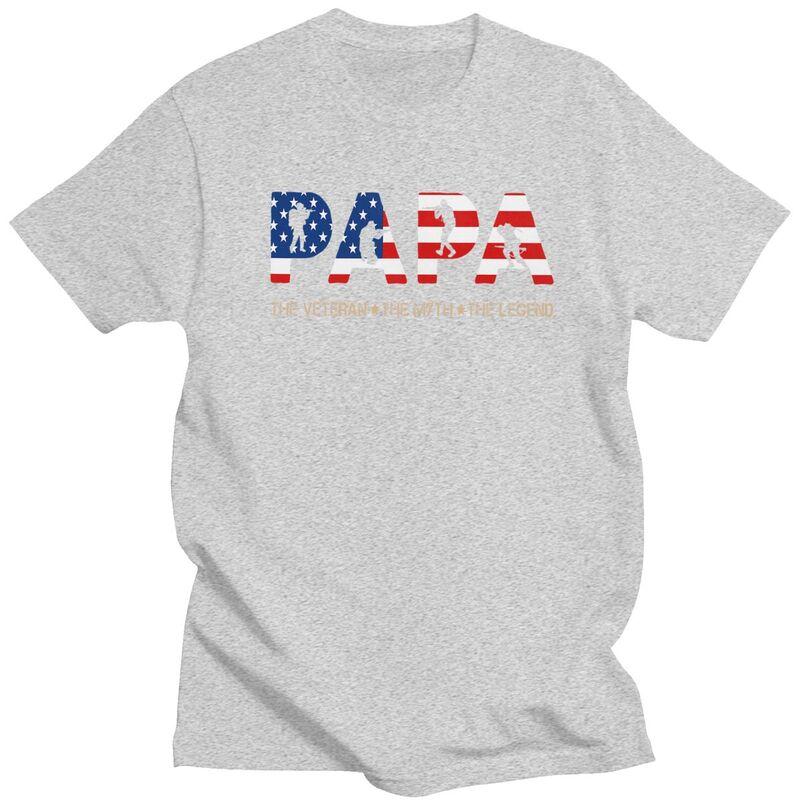 Papa Der Veteran Der Mythos Die Legende T-Shirt für Männer Kurzarm T-Shirt Vatertag Geschenk T-Shirt Locker geschnitten 100% Baumwolle Tee