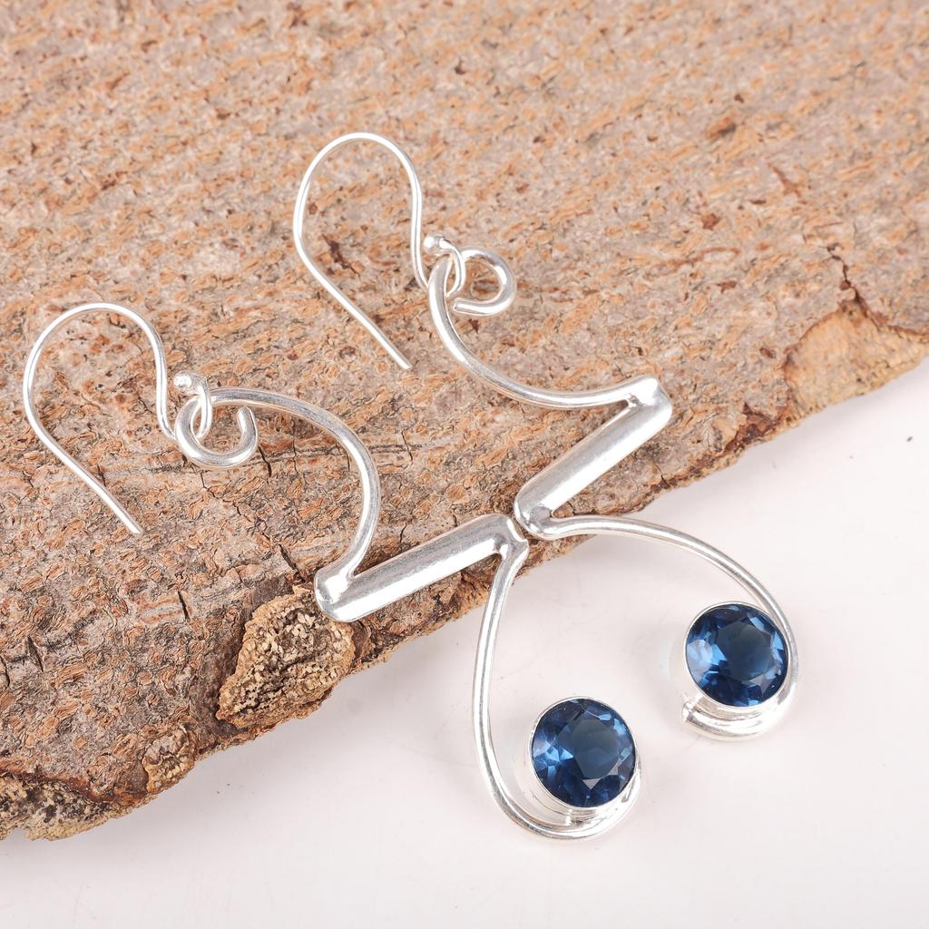 Wonderful London Blue Topaz Gemstone Jewelry, Handmade Beautiful Silver Earrings Spiritual Jewelry For Wedding Gift