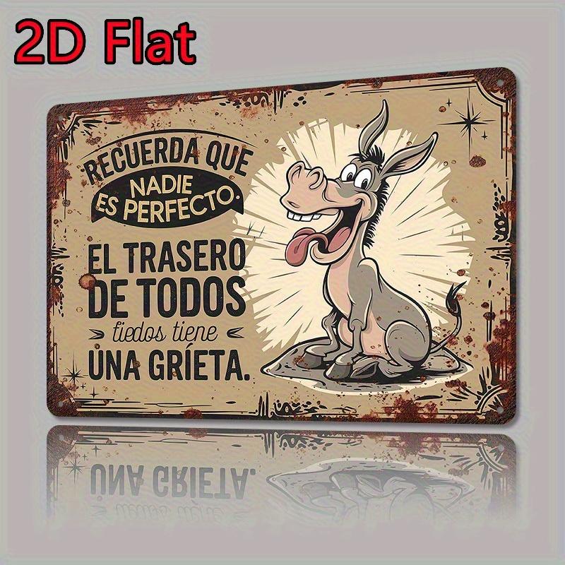 

Vintage Spanish Tin Sign Funny Donkey Poster with Spanish Saying Rustic Farmhouse Decor Metal Wall Art for Living Room Kitc 20x30cm（7.8x11.8inch）