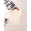 Foreign Trade Original Order Square Collar Summer Short Knit Short Sleeve Slim Fit Pure Desire Fashion T-shirt