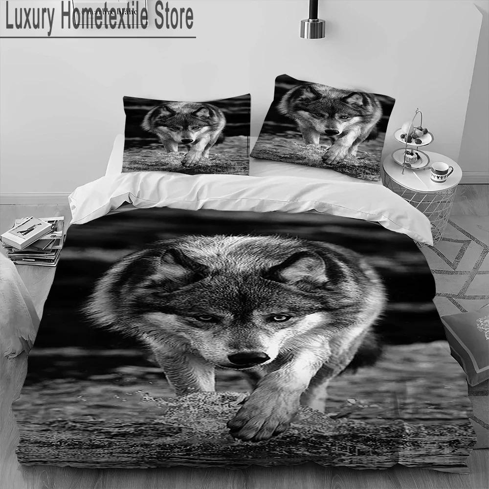 3D Tiger Leopard Wolf Animal Luxury Comforter Bedding Set,Duvet Cover Bed Set Quilt Cover Pillowcase,King Queen Size Bedding Set