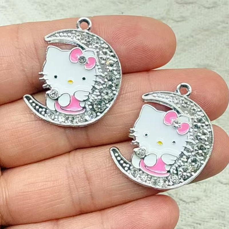 10/40PCS Cartoon Moon Cute Cat Necklace Pendant Accessories Simple and Personalized Kitten Handmade DIY Pendant